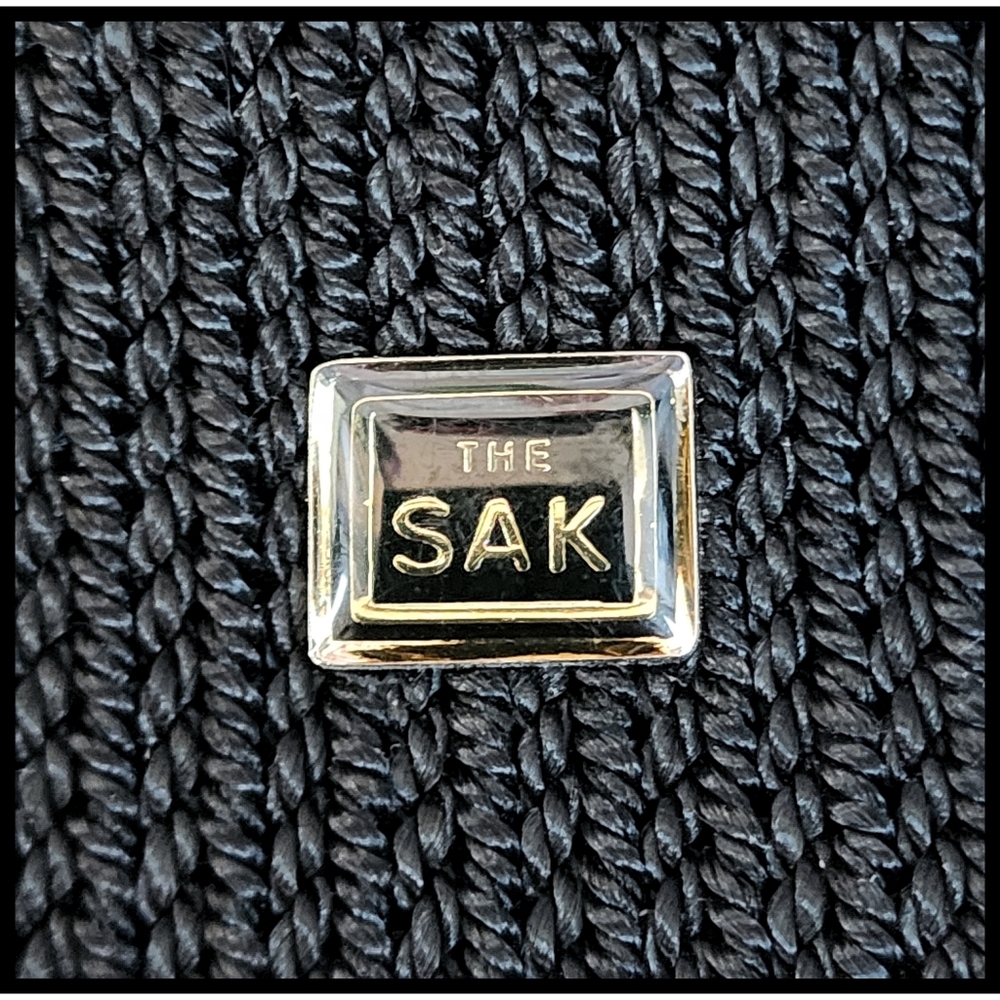 THE SAK Woven Knit Y2K Zipper Shoulder Bag Purse Black Green Blue Diamond Lining - Picture 10 of 13